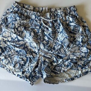 ASOS DESIGN Men's Floral Print Swim Shorts Elastic Waist Blue/White Size M
